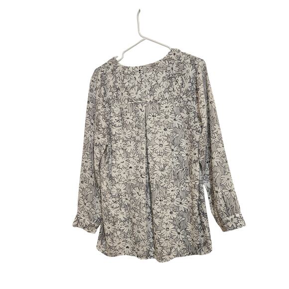 Banana Republic White Floral Long Sleeve Button Front Blouse Casual Top Medium - Picture 2 of 8